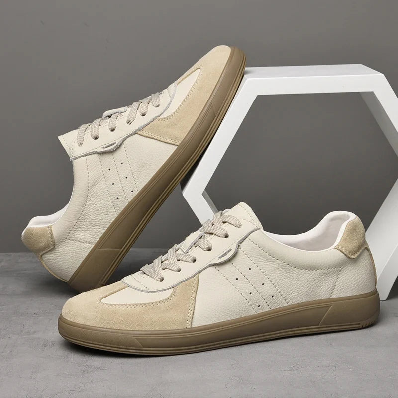 Sneakers in Elegant Genuine Leather with Durable Rubber Sole