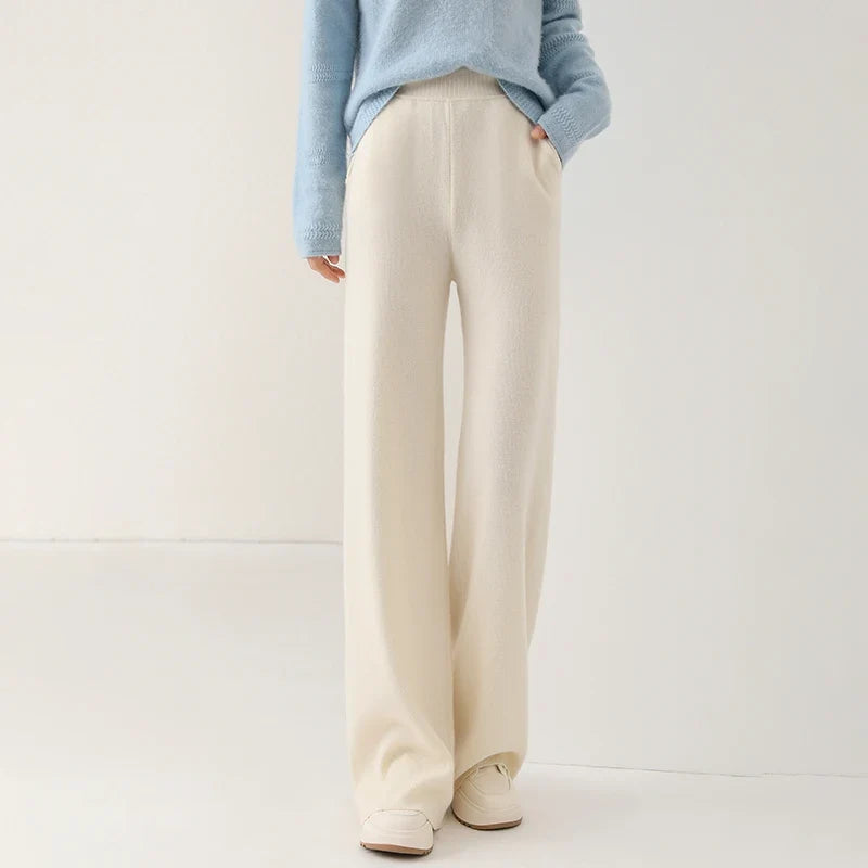 Women's High Waisted Merino Wool Wide Leg Palazzo Pants