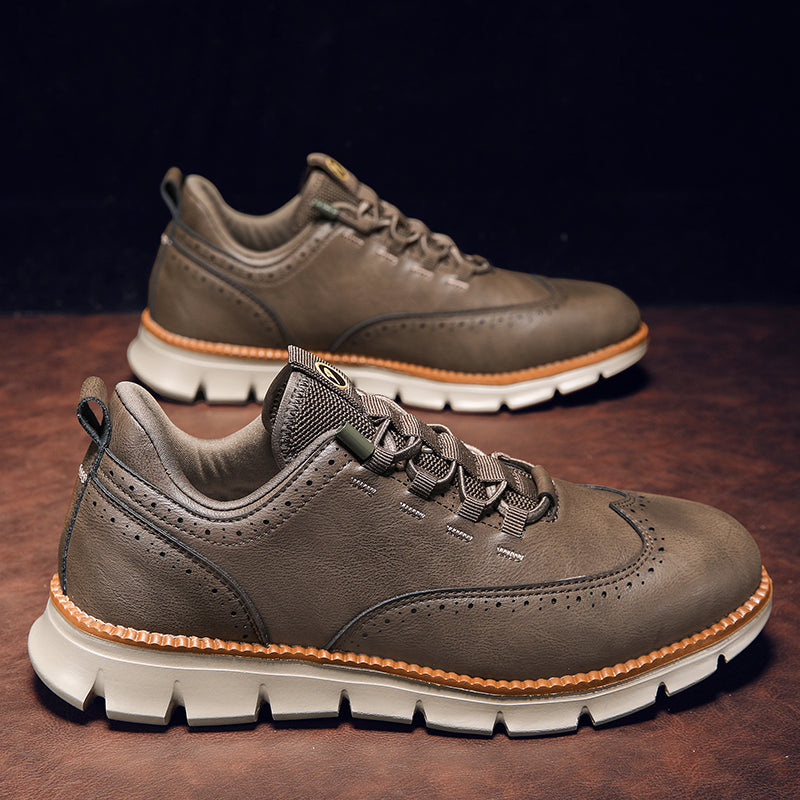 Sneakers in Premium Leather with Orthopaedic Insole and Cushioned Sole