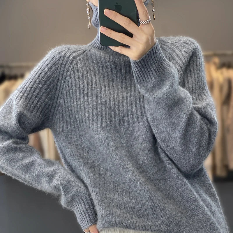Relaxed-fit ribbed roll-neck Turtleneck Sweater