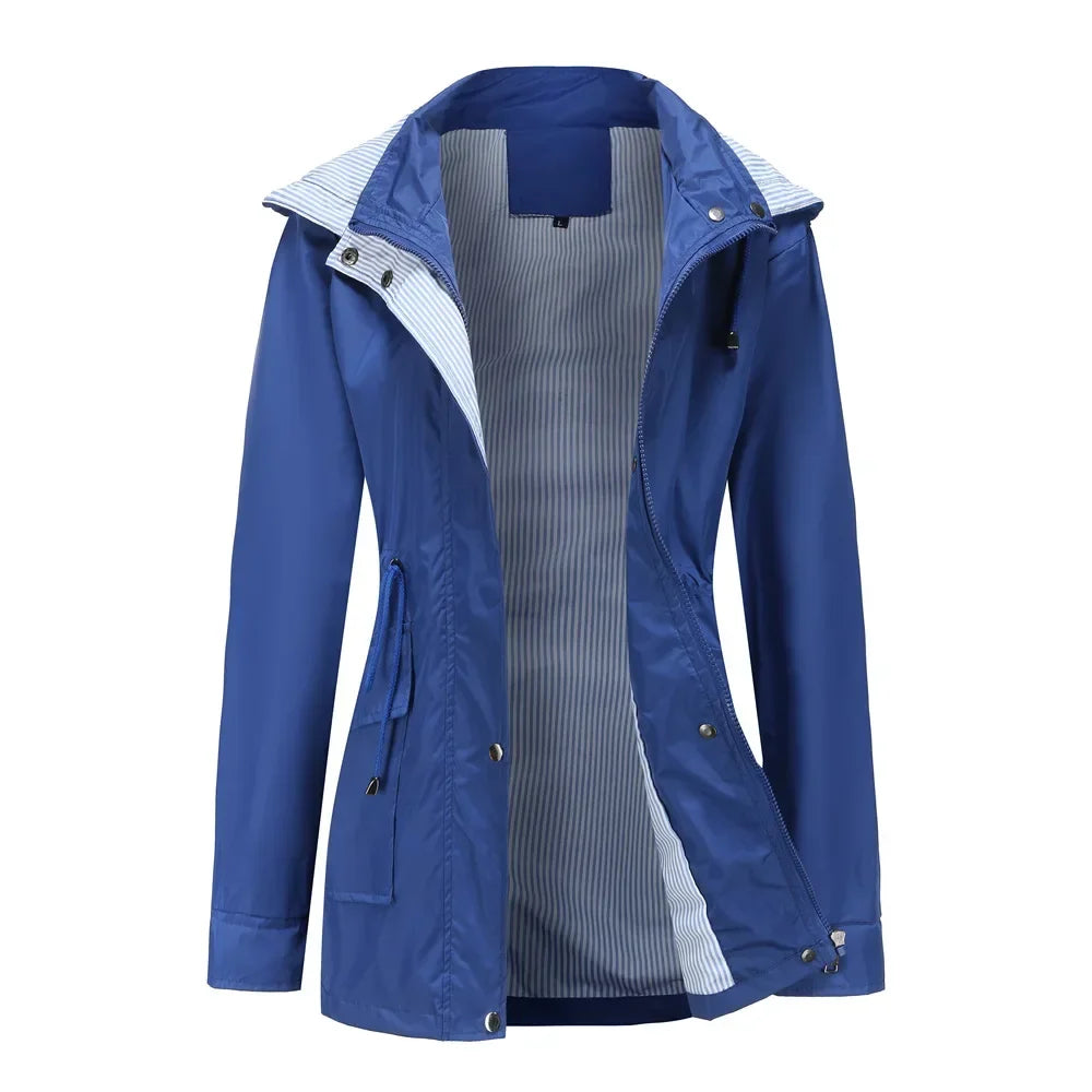 Women's Waterproof Winter Tailored Trench Coat with Buttons