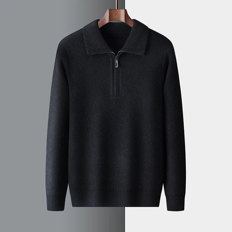 Men’s High Collar Quarter Zip Sweater