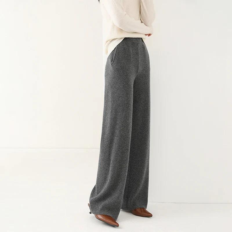 Women's High Waisted Merino Wool Wide Leg Palazzo Pants
