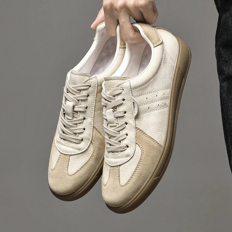 Sneakers in Elegant Genuine Leather with Durable Rubber Sole