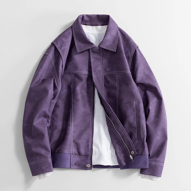 Men’s Bomber Jacket Vegan Faux Leather with Pockets