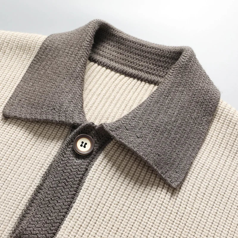 Men’s Handmade Two-Tone Knit Cardigan