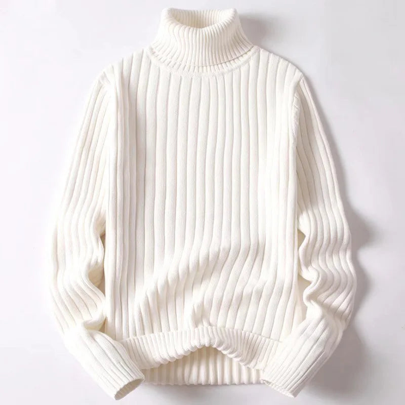 Thick-Knit Ribbed Turtleneck Sweater