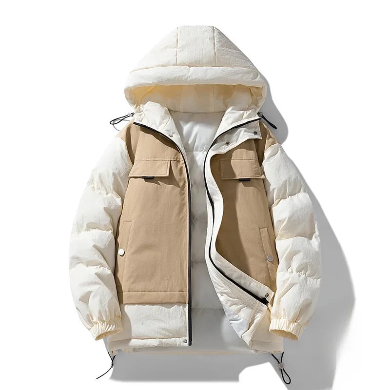 Men’s Puffer Jacket with Adjustable Hood, Autumn Down