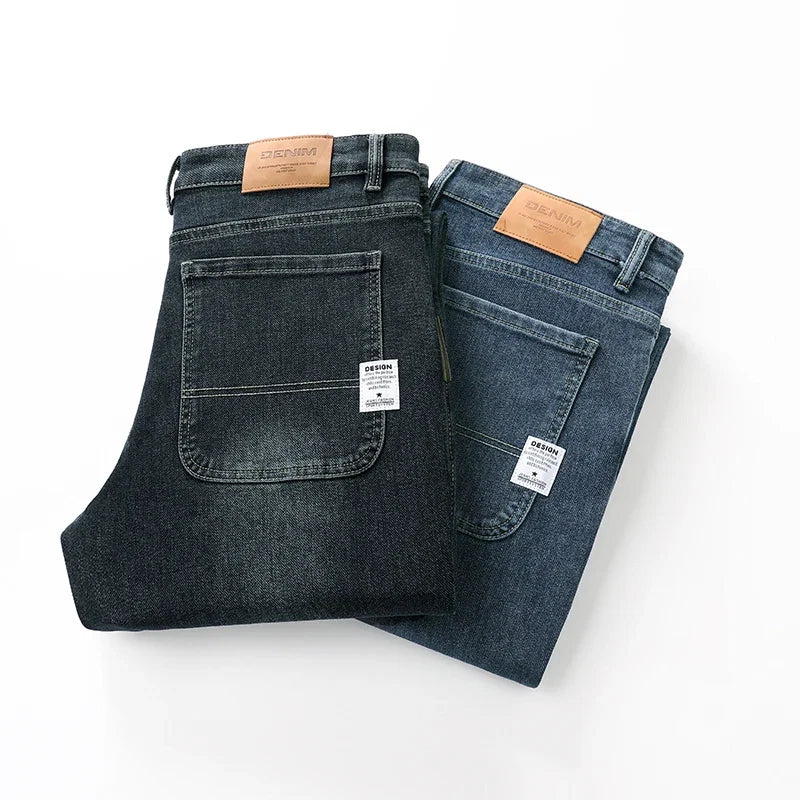Men's Straight-Fit Baggy Jeans in Stretch Dark Denim