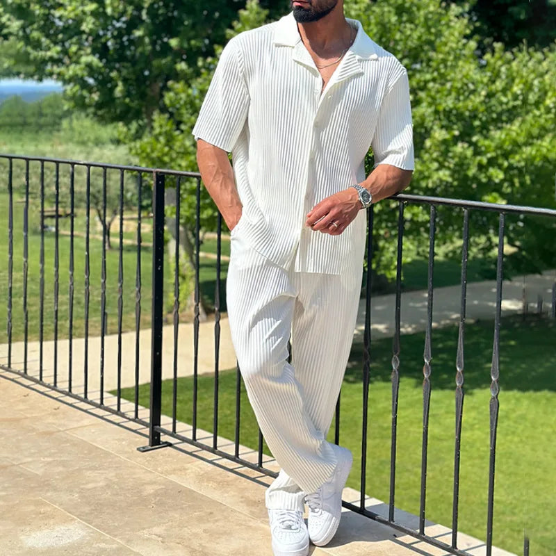 Men’s Summer Collar Suit Set