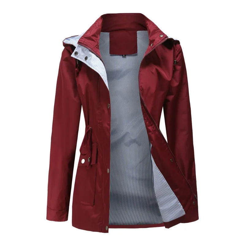 Women's Waterproof Winter Tailored Trench Coat with Buttons