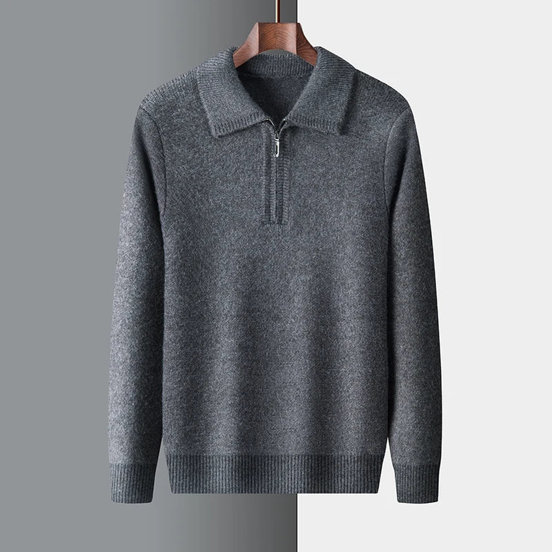 Men’s High Collar Quarter Zip Sweater