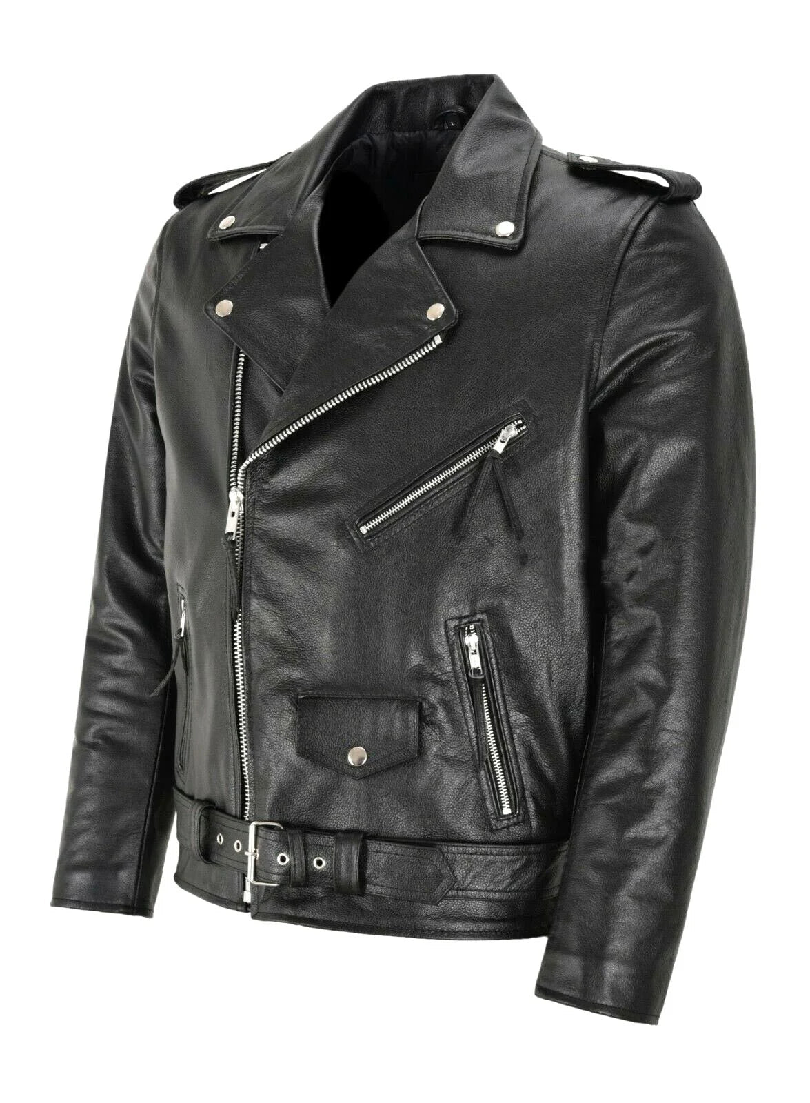 Men's Leather Biker Jacket Tailored Fit