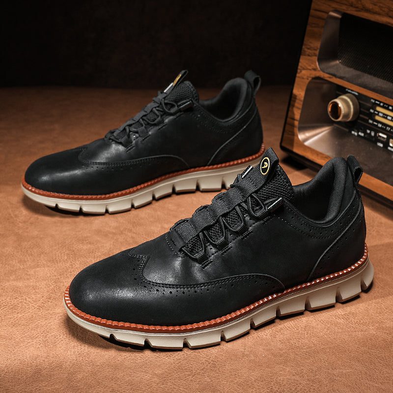 Sneakers in Premium Leather with Orthopaedic Insole and Cushioned Sole