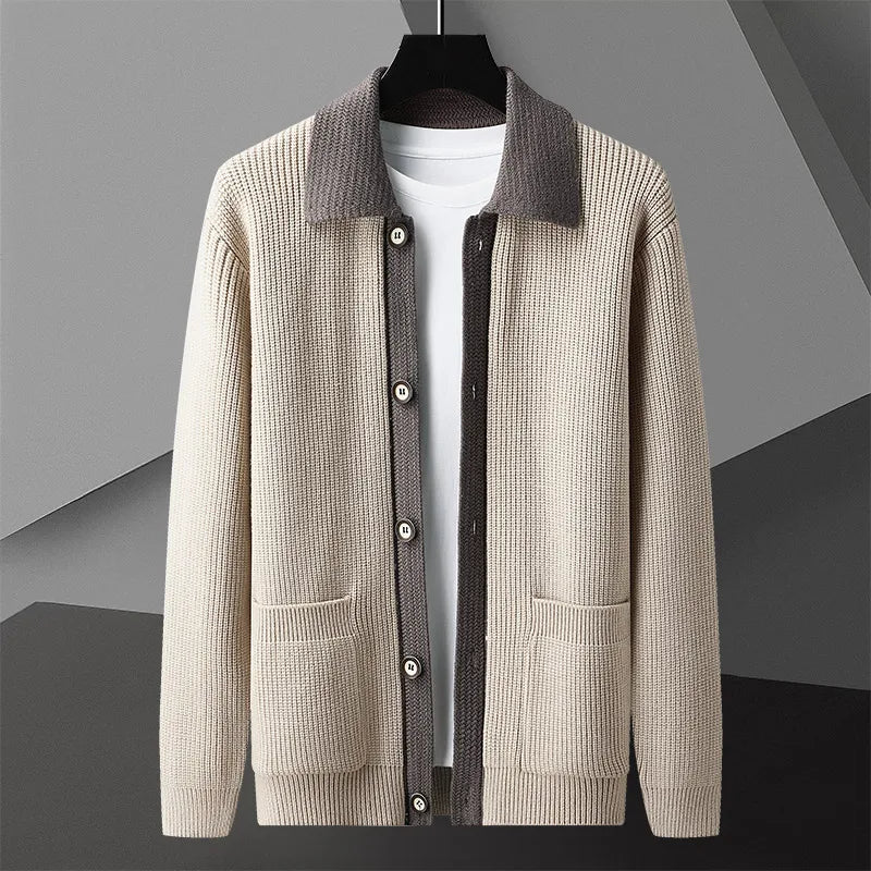 Men’s Handmade Two-Tone Knit Cardigan