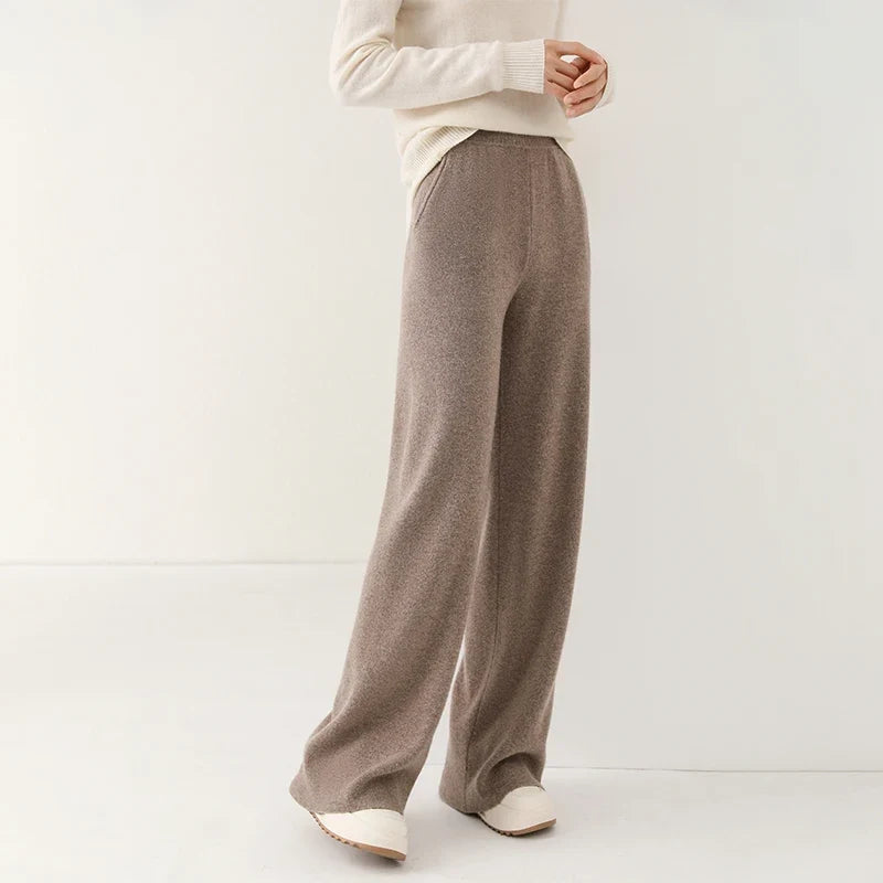 Women's High Waisted Merino Wool Wide Leg Palazzo Pants