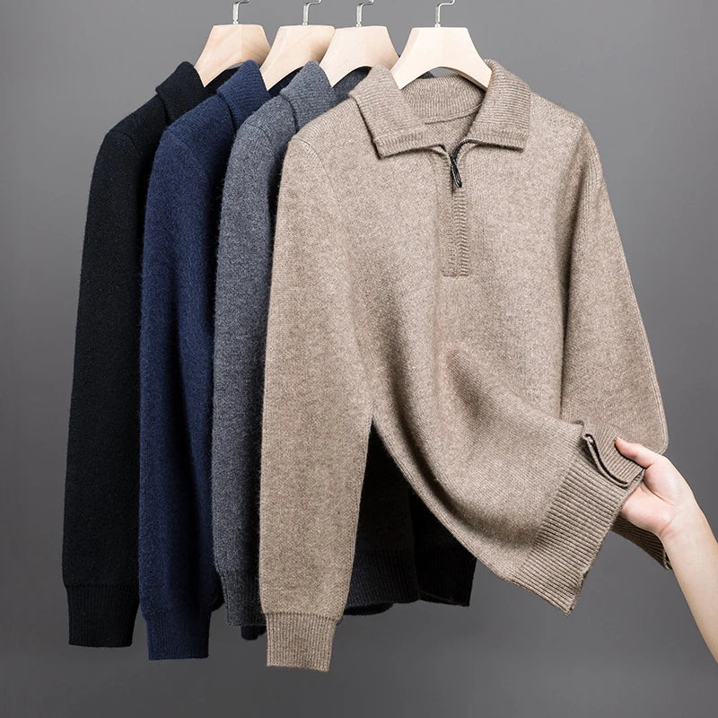 Men’s High Collar Quarter Zip Sweater
