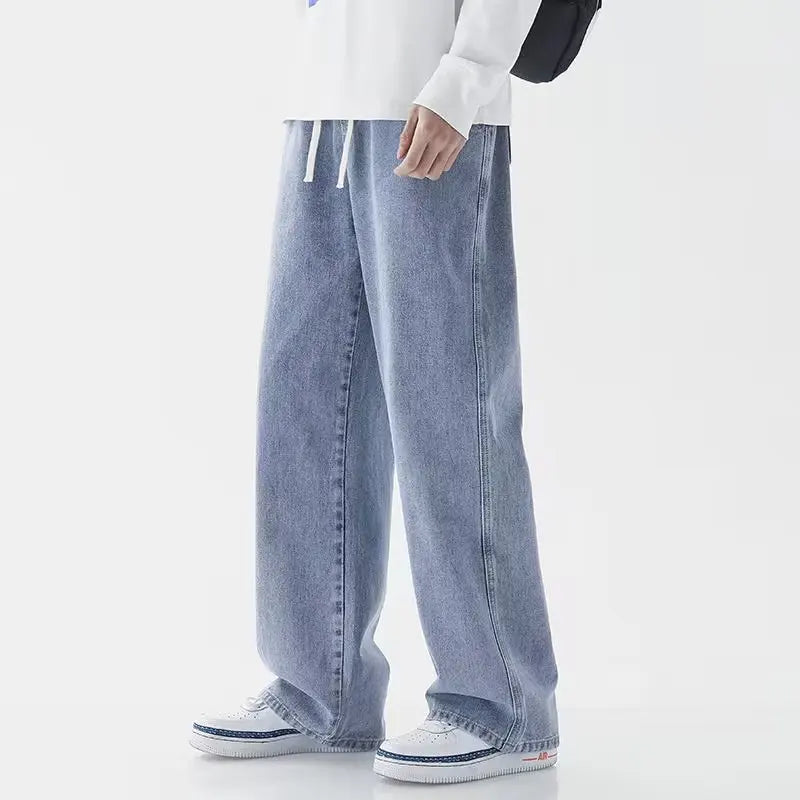 Men's Relaxed-Fit Jeans with Drawstring and Pockets