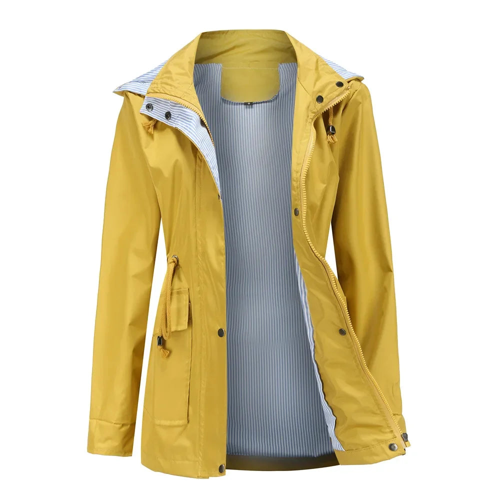 Women's Waterproof Winter Tailored Trench Coat with Buttons