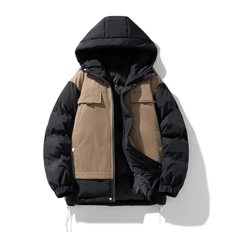 Men’s Puffer Jacket with Adjustable Hood, Autumn Down
