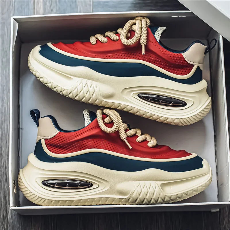 Sneakers in Breathable Mesh Retro Style with Thick Rubber Sole
