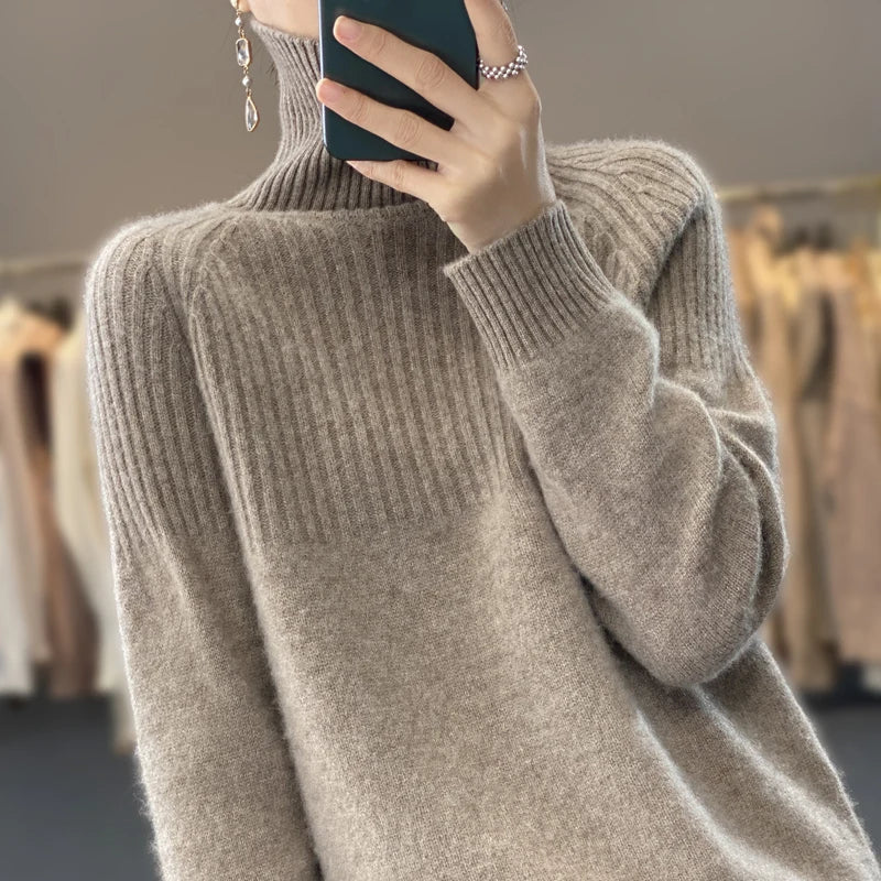 Relaxed-fit ribbed roll-neck Turtleneck Sweater