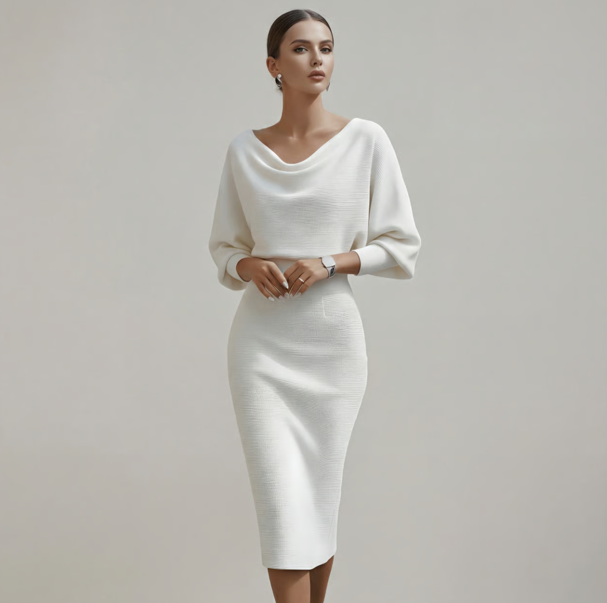Amelia cowl neck midi dress