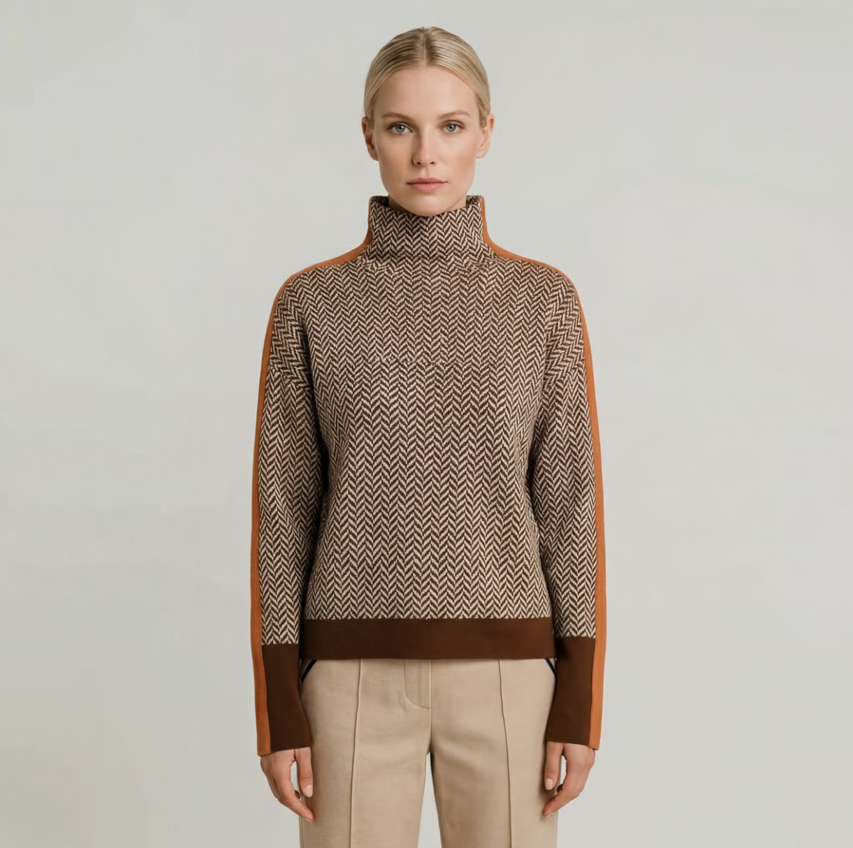 Herringbone Turtleneck Sweater