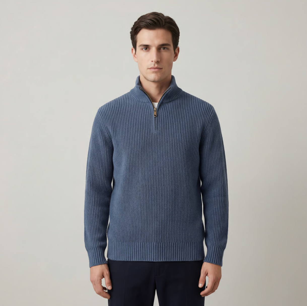 Liam Quarter Zip Sweater Mens Ribbed