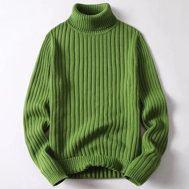 Thick-Knit Ribbed Turtleneck Sweater