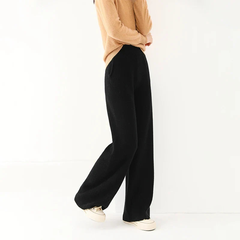 Women's High Waisted Merino Wool Wide Leg Palazzo Pants