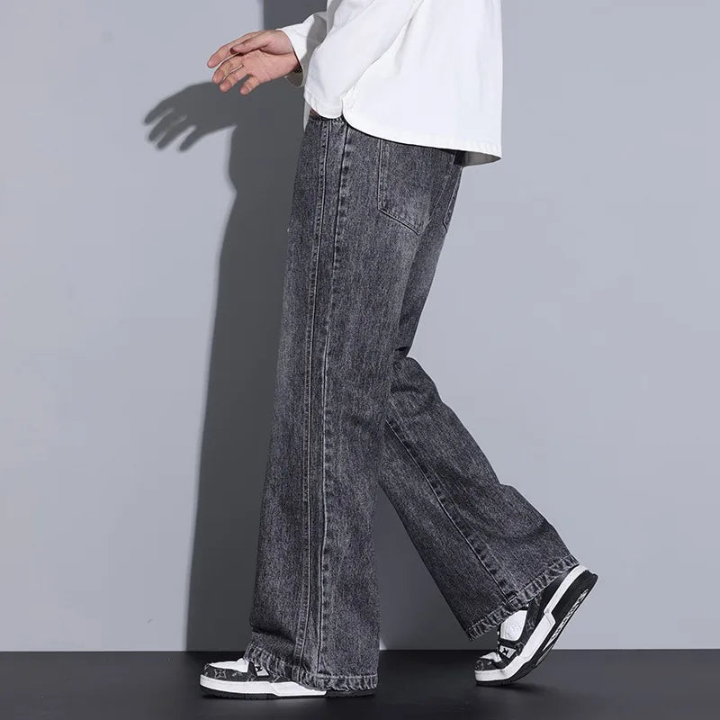 Men's Wide-Leg Denim Baggy Jeans with Drawstring