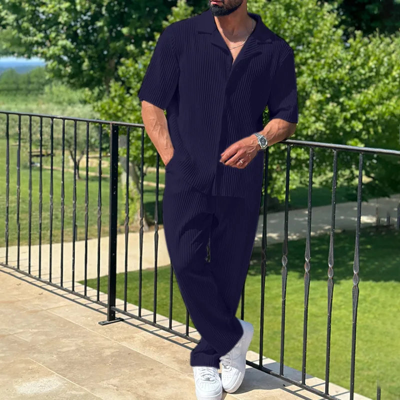 Men’s Summer Collar Suit Set
