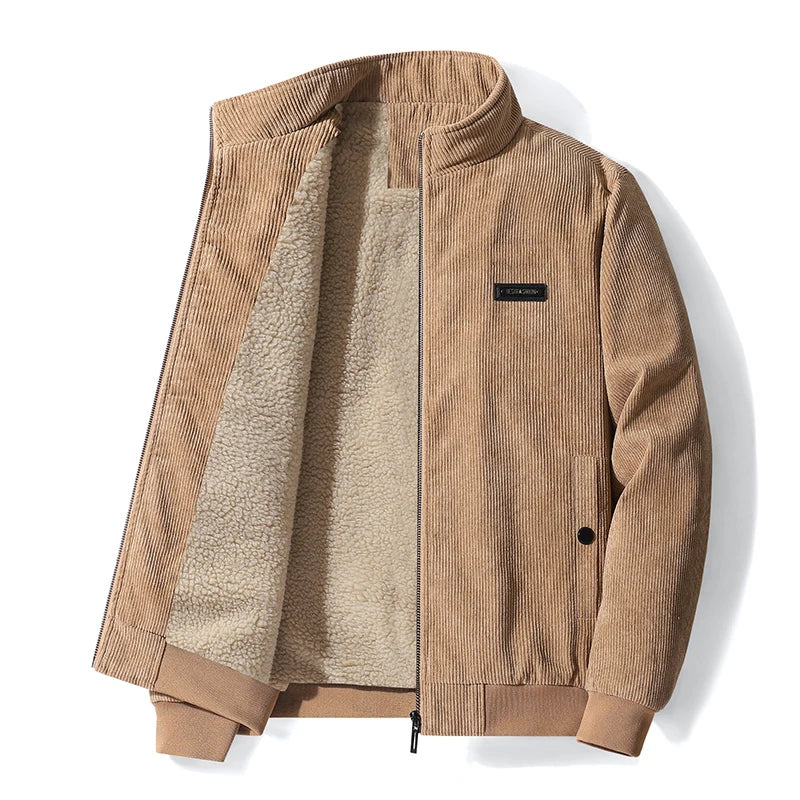 Men’s Bomber Jacket Ribbed Velvet with Sherpa Lining