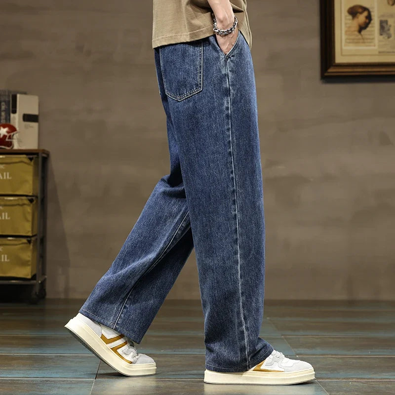 Men's Baggy Wide-Leg Jeans with Drawstring