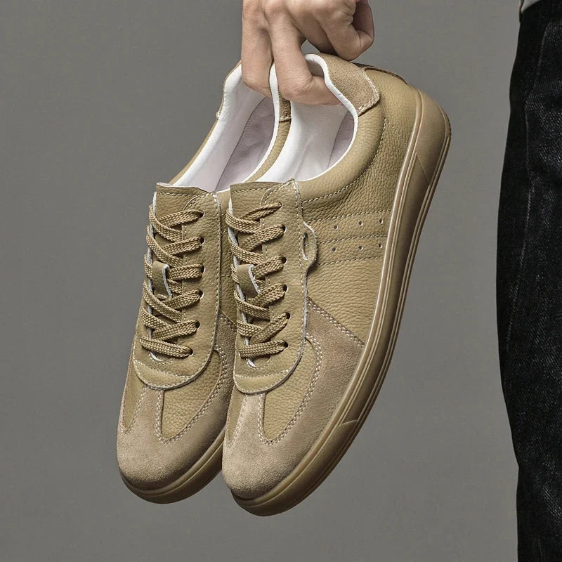 Sneakers in Elegant Genuine Leather with Durable Rubber Sole