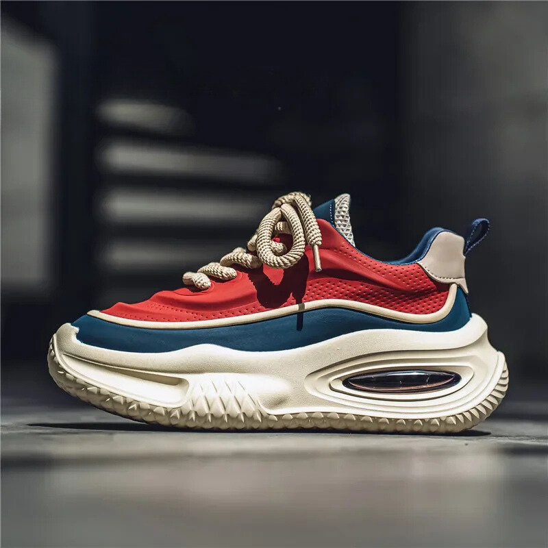 Sneakers in Breathable Mesh Retro Style with Thick Rubber Sole