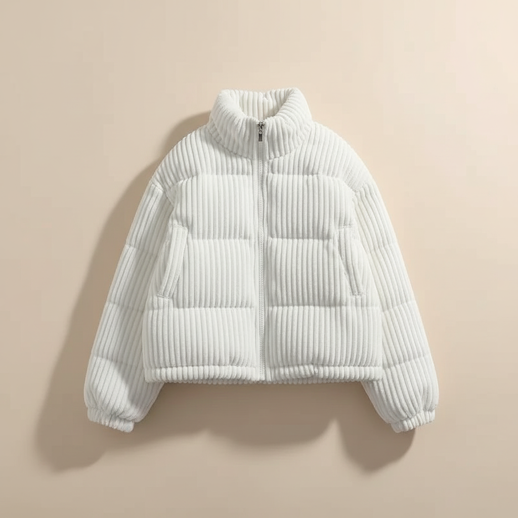 Puffer Jacket Women Short Corduroy Quilted Boxy