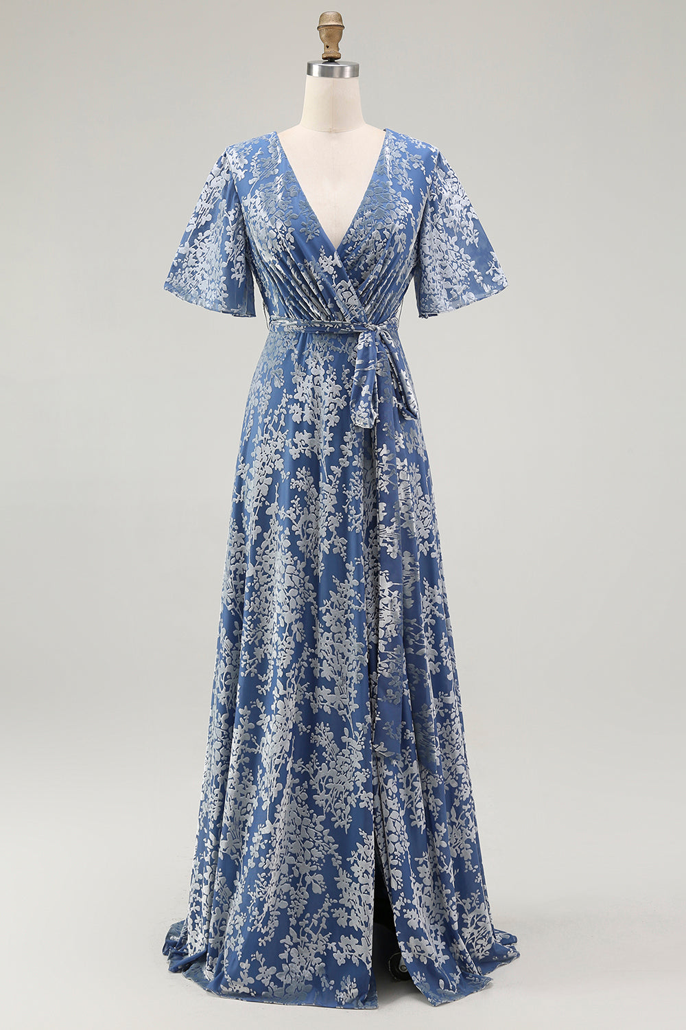 Dark Green Burnout Velvet Floral Maxi Dress