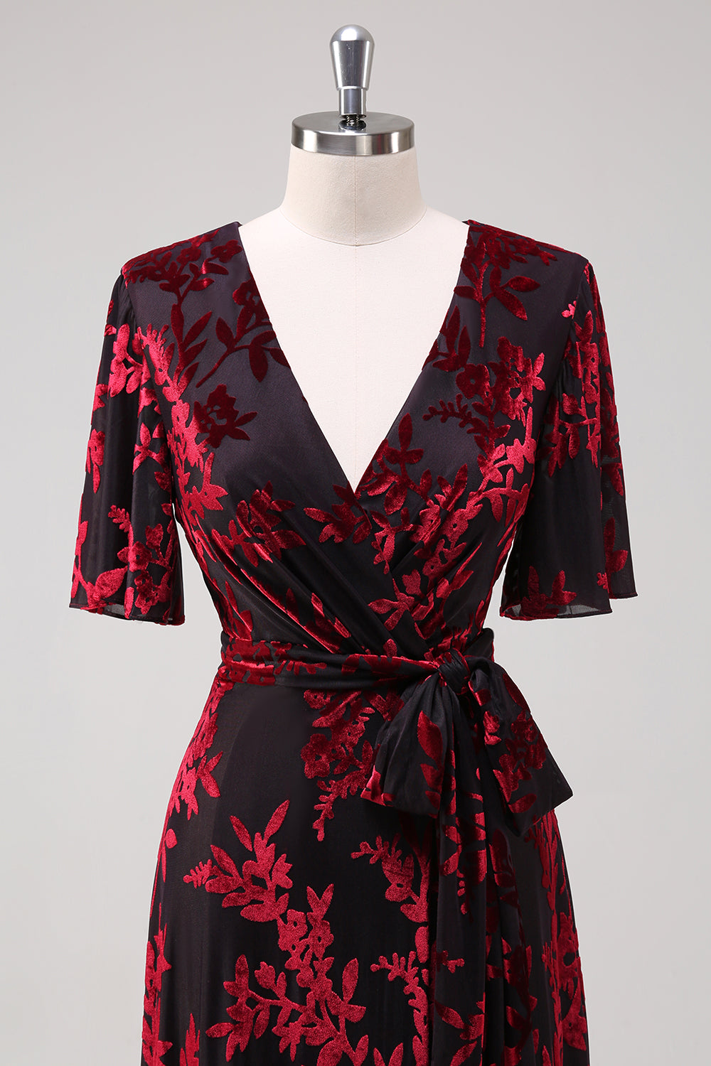 Dark Green Burnout Velvet Floral Maxi Dress