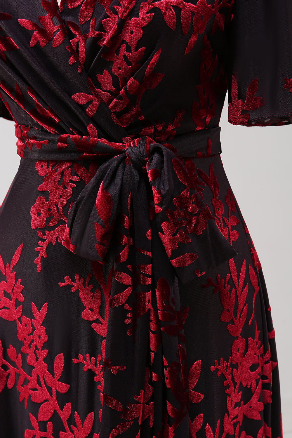 Dark Green Burnout Velvet Floral Maxi Dress