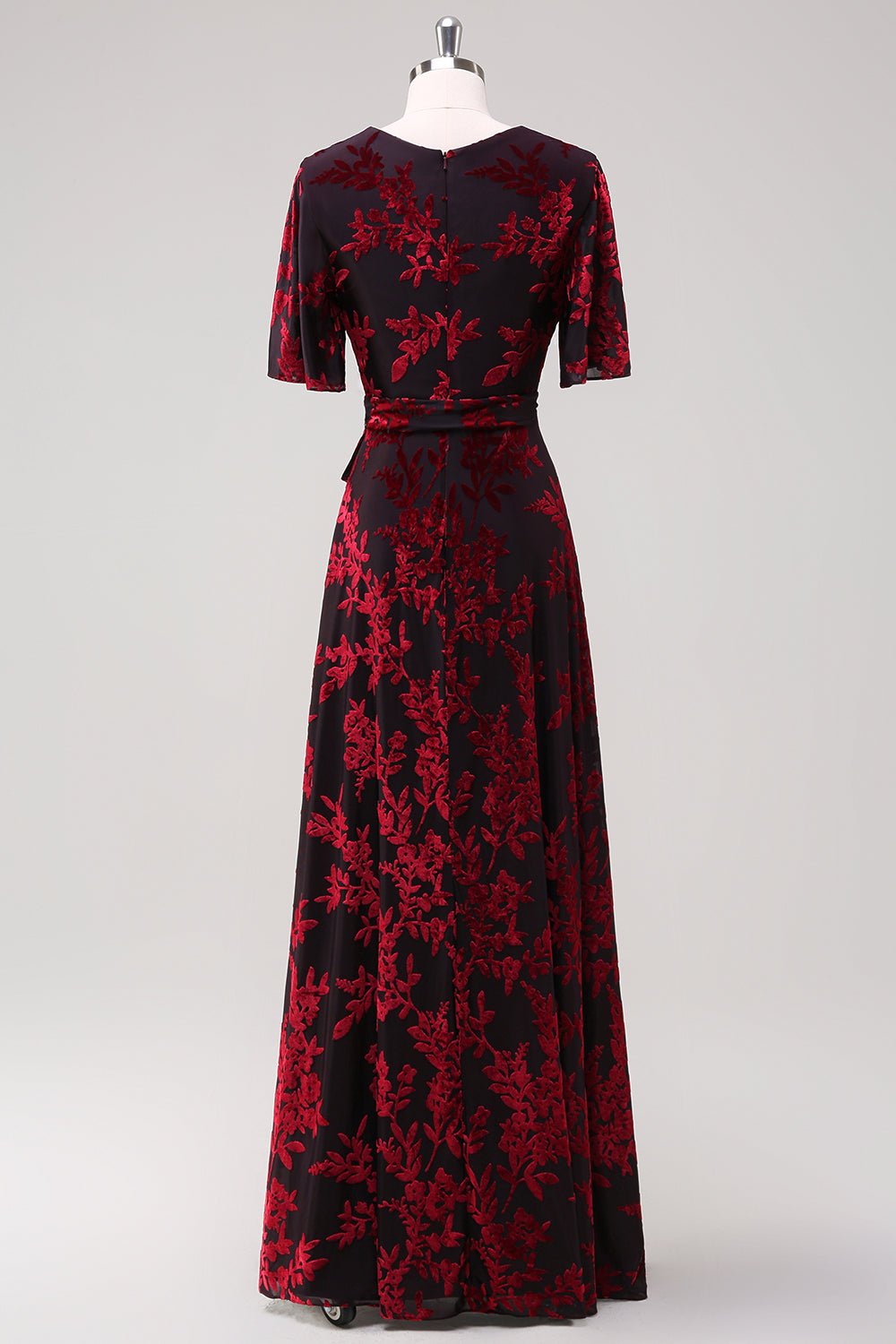 Dark Green Burnout Velvet Floral Maxi Dress