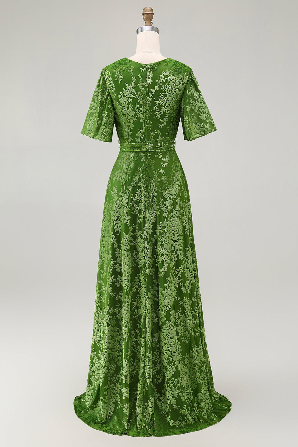 Dark Green Burnout Velvet Floral Maxi Dress