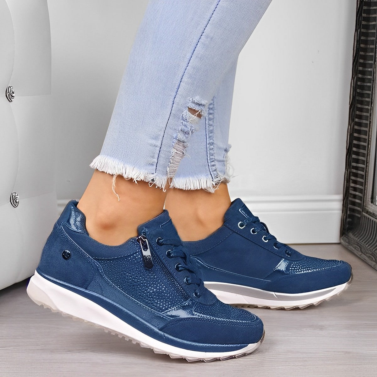 Orthopedic Sneakers for Women with Zip & Cushioned Soles