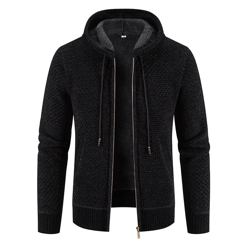 Men’s Lined Hooded Cardigan with Front Zip