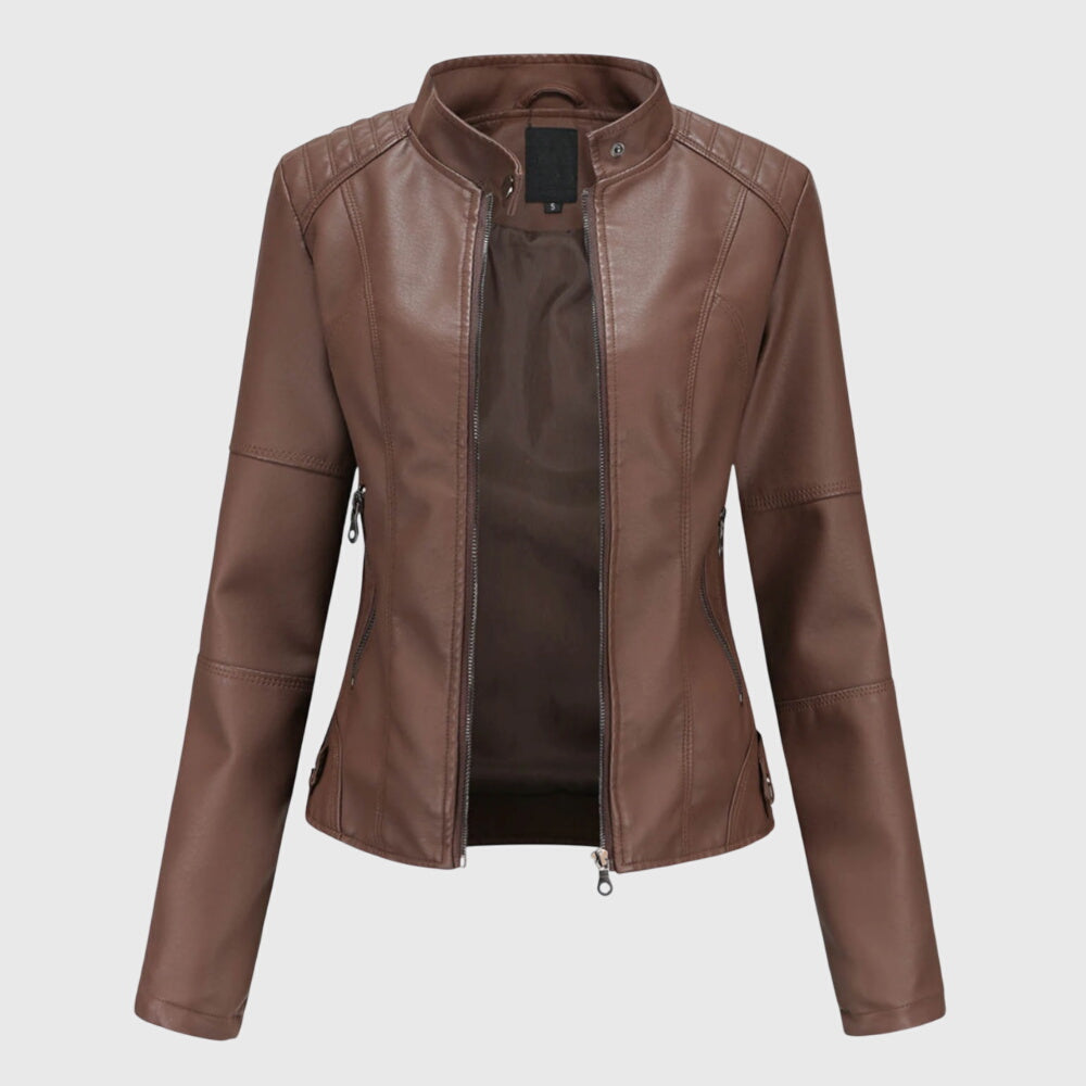 Oversized Women’s Leather Jacket with Buttons