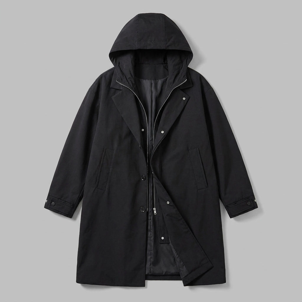 Men’s Winter Coat Long Lightweight Water-Repellent Windproof with Hood