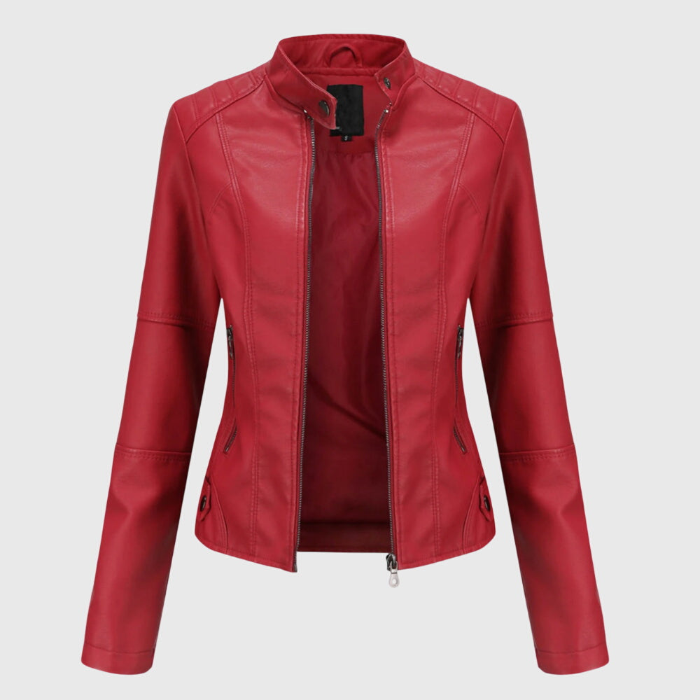 Oversized Women’s Leather Jacket with Buttons