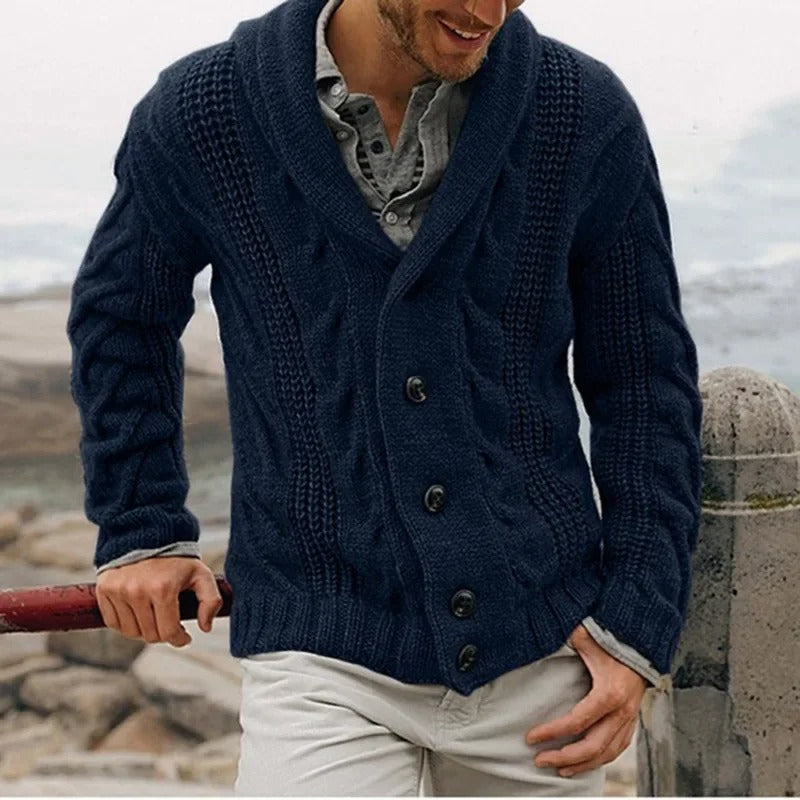 Autumnal Knitted Cardigan with Button Fastening