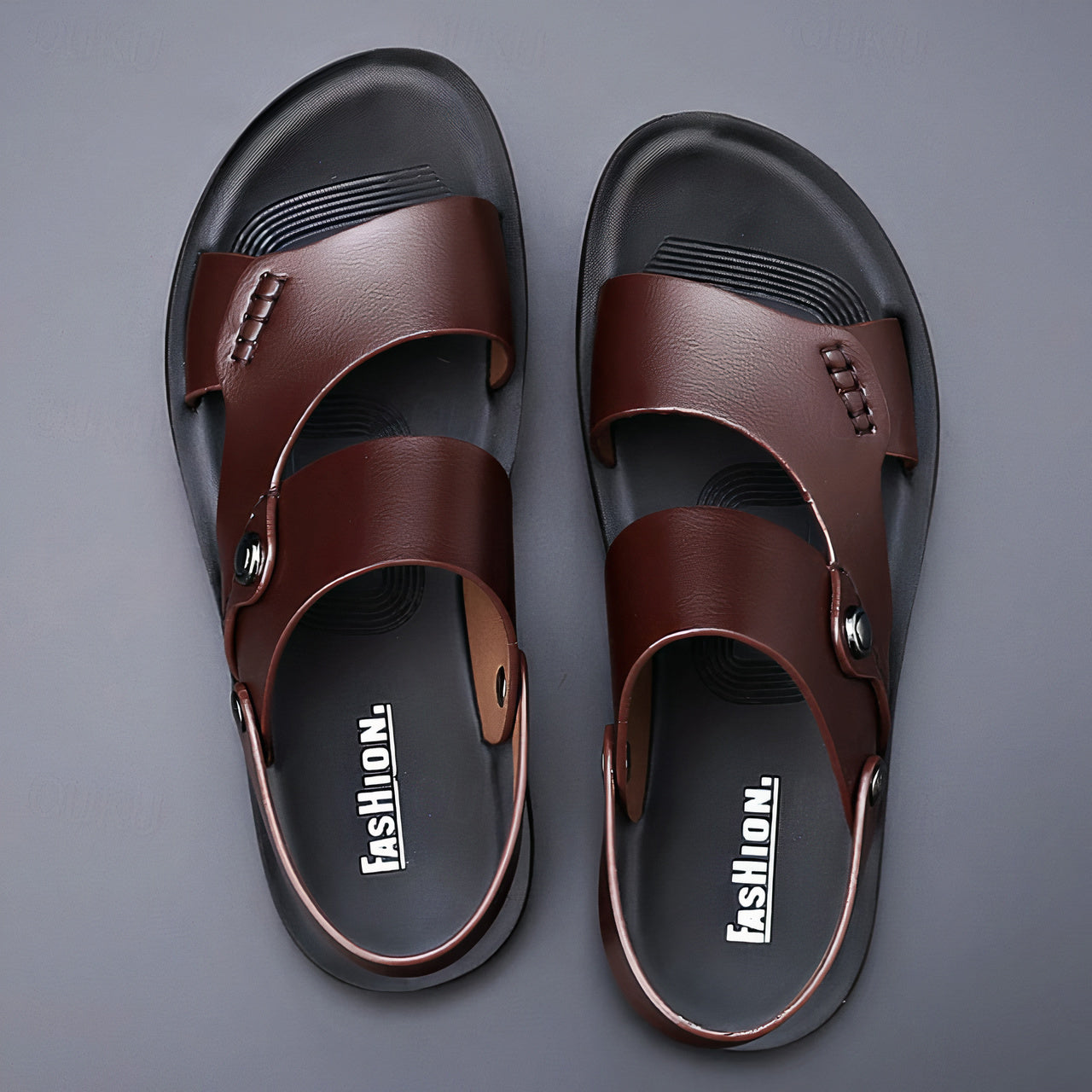 Adjustable Men’s Orthopedic Leather Slide Sandals